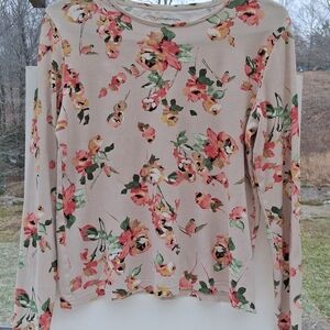 Croft & Barrow Floral Long Sleeve Top 100% Cotton Size S